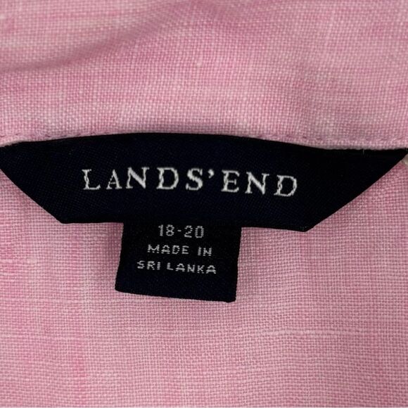 Land's End 100% Linen Short Sleeve Soft Pink Button Down Shirt Sz XL - Picture 4 of 8